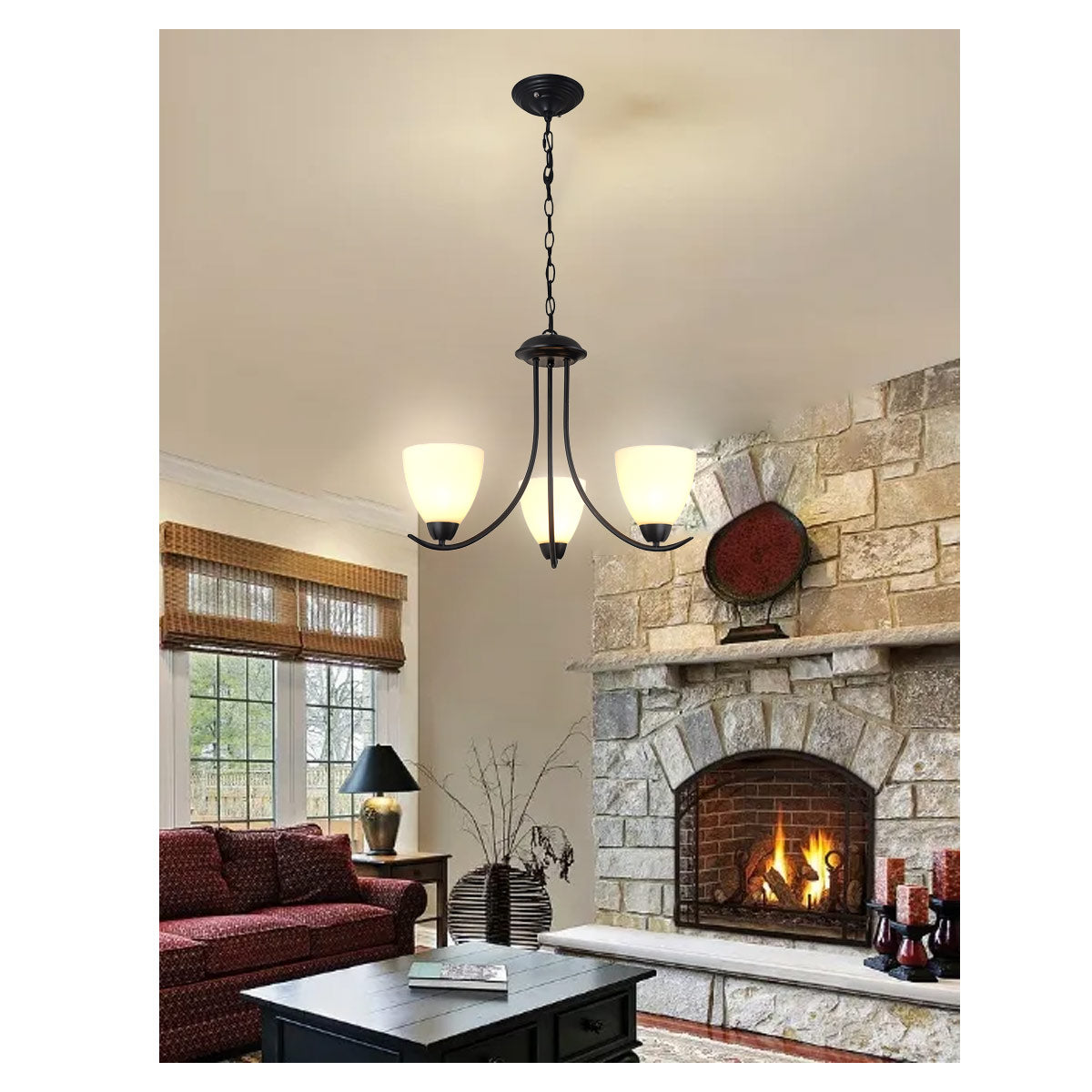 3-Light Chandelier with Frosted Glass Shades – Tronic Kenya