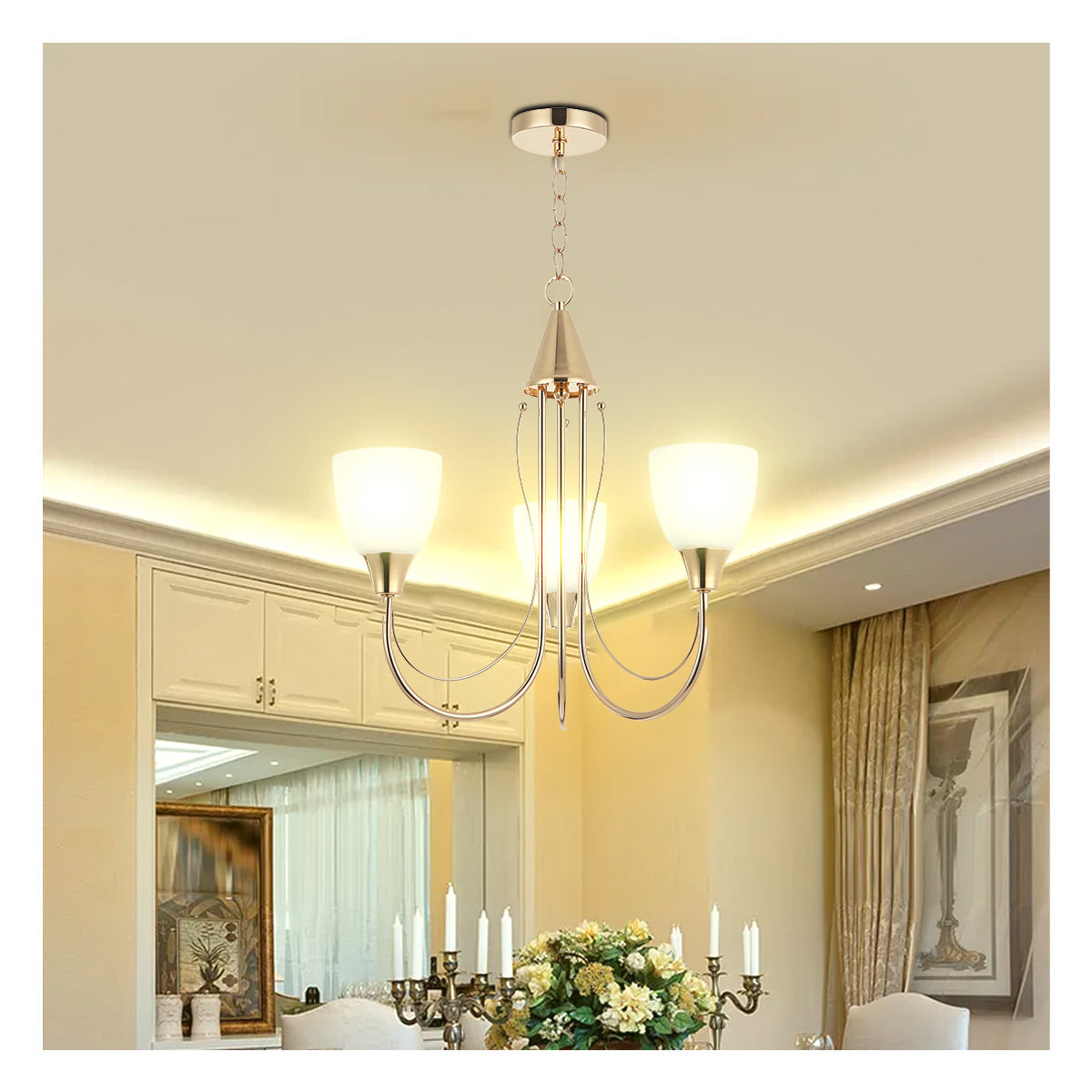 Chandelier Light Pendant Lamp Golden E27 Bulb With Lamp – Tronic