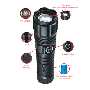LED Torch With White Laser Light