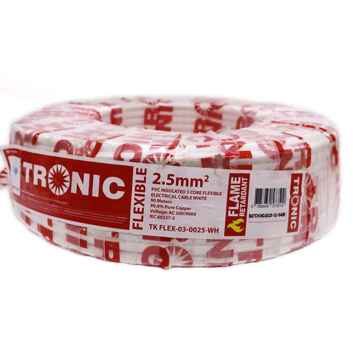 3 Core Flexible PVC Insulated Electrical Cable white 2.5mm