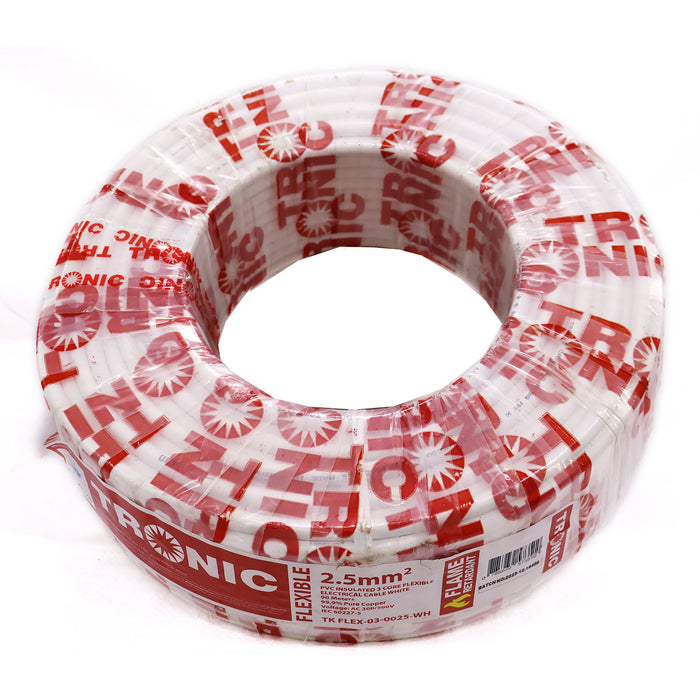 3 Core Flexible PVC Insulated Electrical Cable white 2.5mm