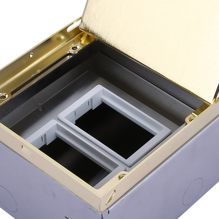 Gold Cover Floor Box – 150×150×90mm, 4-Way Module Housing