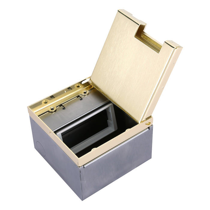 Gold Recess-Mount Floor Box – 4 Module Capacity, 130×130mm