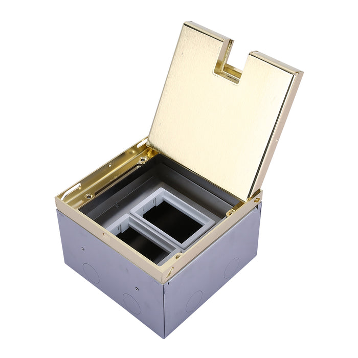 Gold Cover Floor Box – 150×150×90mm, 4-Way Module Housing