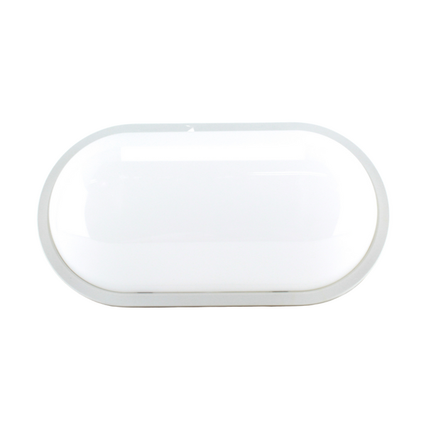 White Oval Waterproof LED Warm White Bulkhead 20 Watts