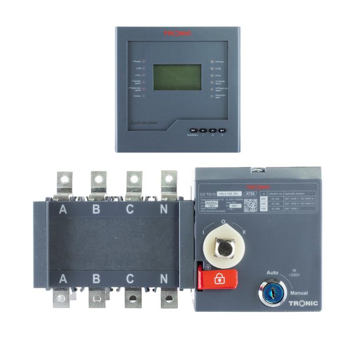 100A 4-Pole Automatic Transfer Switch (ATS) – D-Type, Split Design with LCD Screen, Bottom Entry