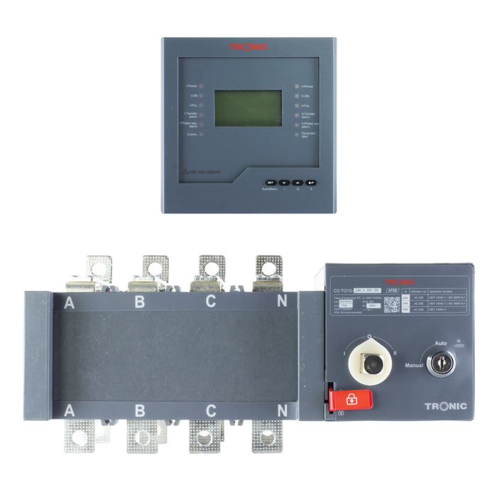 Tronic Automatic Transfer Switch 250A 4P D-Type with LCD Screen – Bottom Entry
