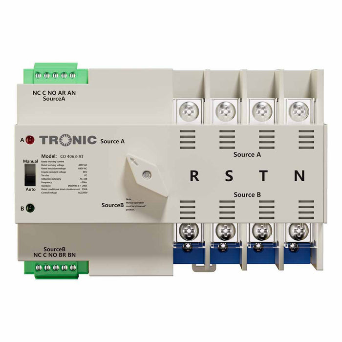 63A Automatic Changeover Switch – 4 Pole for Backup and Main Power
