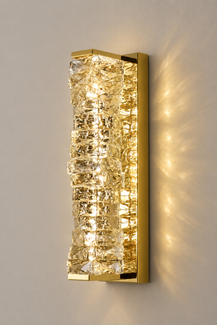 Luxury Crystal Wall Light – Gold Finish LED Sconce