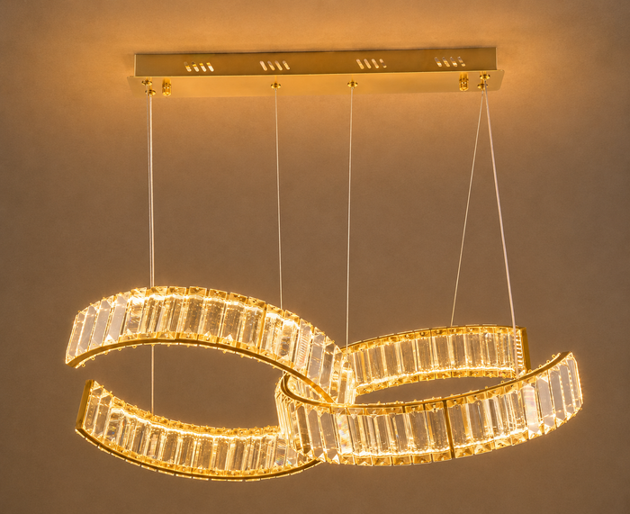Interlocking Crystal Ring LED Pendant Light