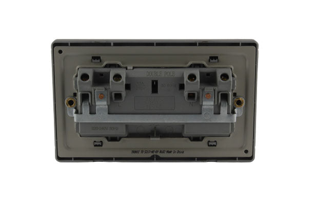 Screwless Double Socket with Neon Indicator Grey Kenya – Tronic