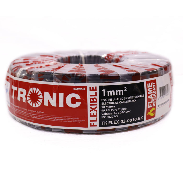 Flexible Electrical Cable 1.0mm² 3 Core (90M) Roll