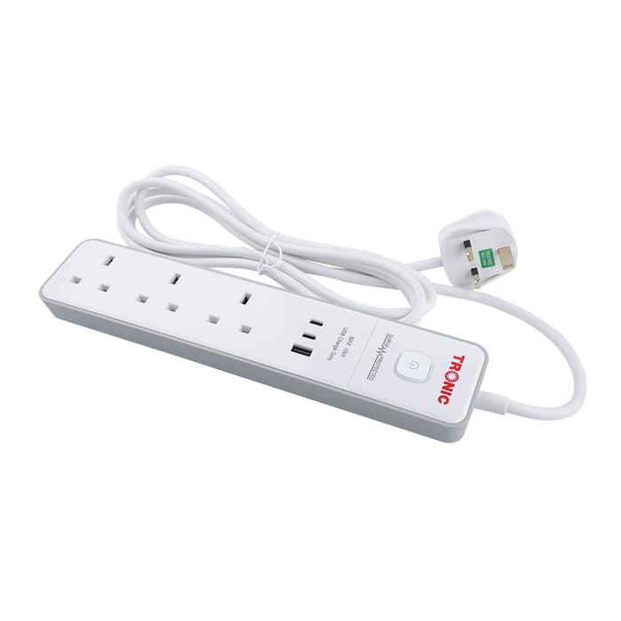 13A Surge Protected Extension Socket with USB-C