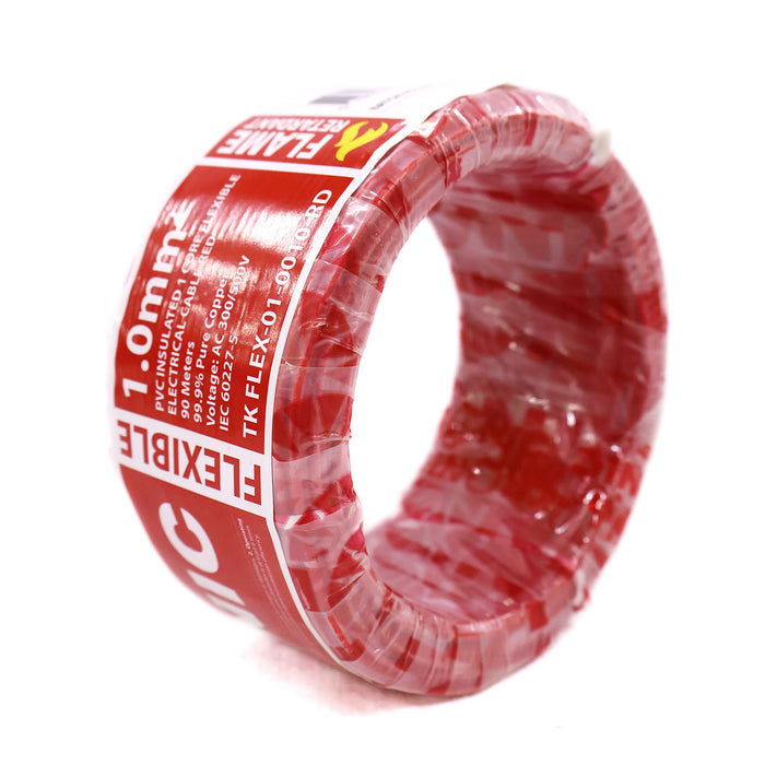 1.0mm² PVC Insulated, Single Core Flexible Red Electrical Cable – 90M