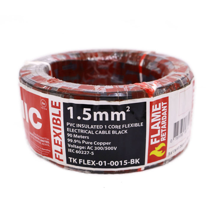 Single Core Flexible Cable 1.5mm Black