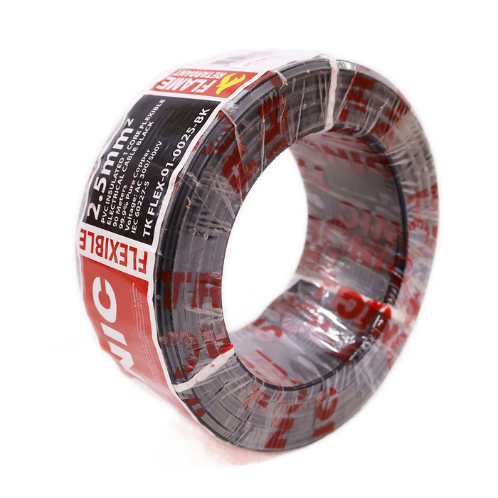 PVC Insulated 2.5mm² Single Core Flexible Black Cable – 90m