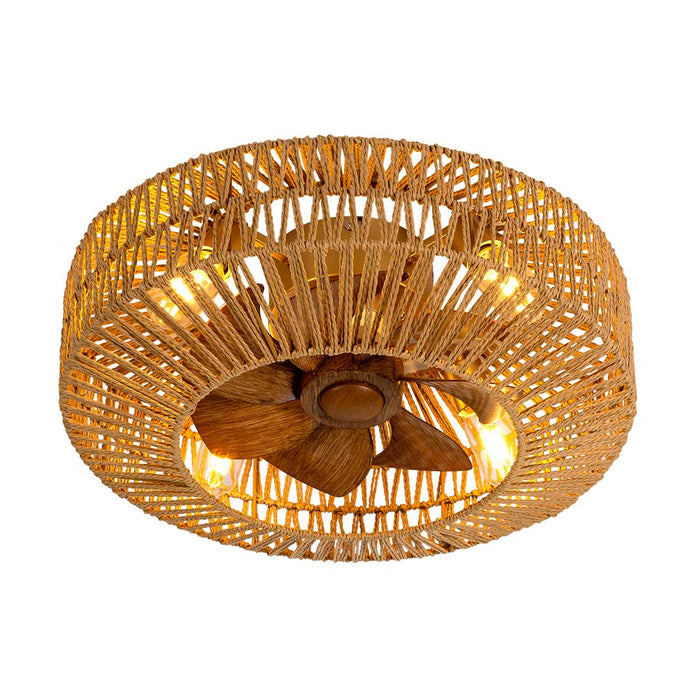 Woven-Style Ceiling Fan Light – Natural Fiber Look, 495mm