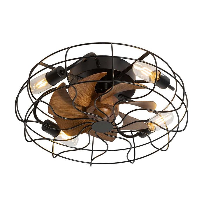 Vintage Cage Style Ceiling Light with Fan – 480mm