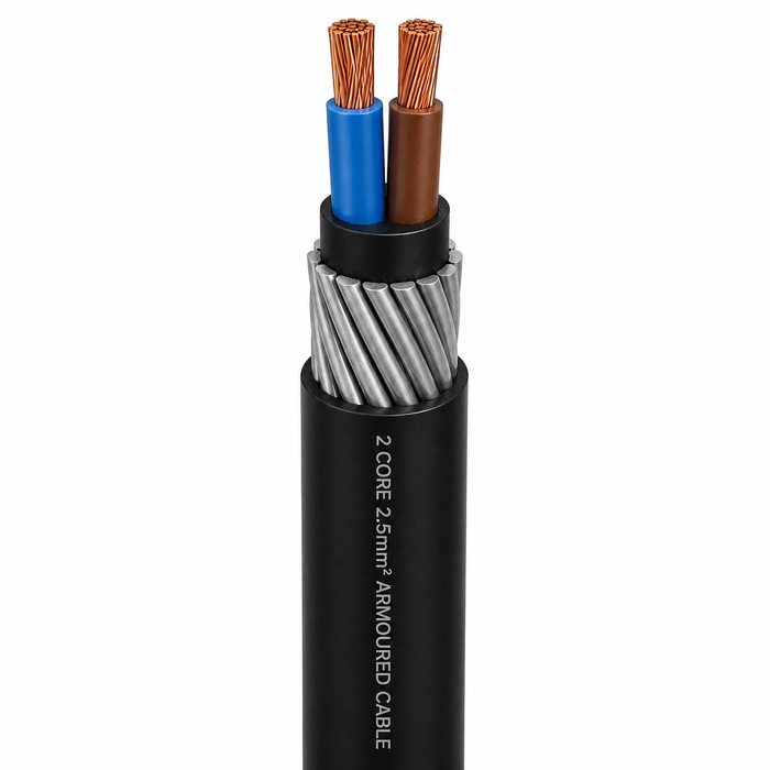 PVC Insulated Armoured Electrical Cable 2.5mm² 2 Core (Per Meter)