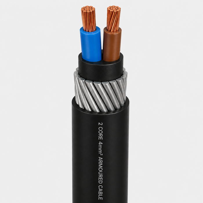 PVC Insulated Armoured Electrical Cable 4mm² 2 Core (Per Meter)