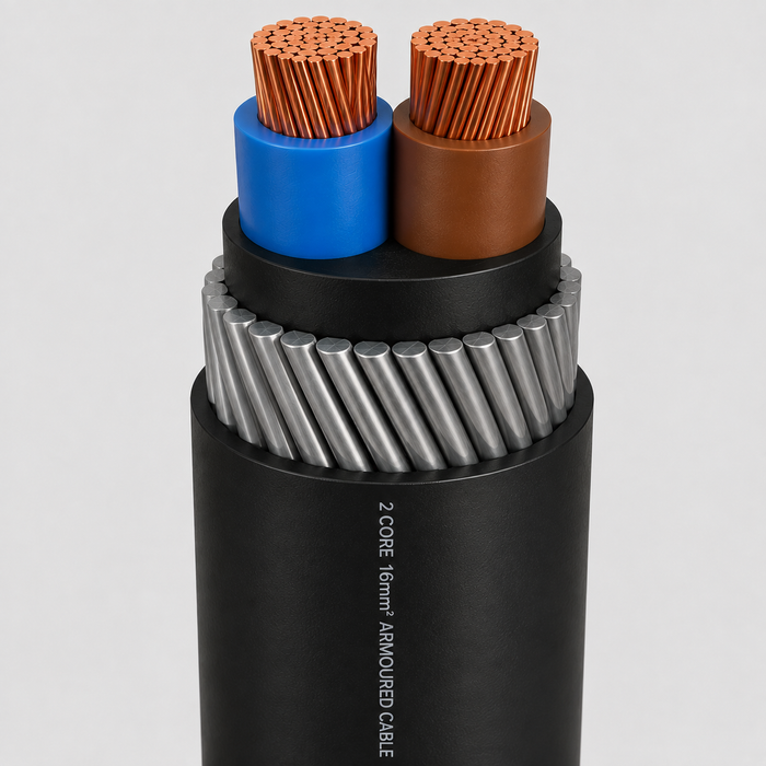 PVC Insulated Armoured Electrical Cable 16mm² 2 Core (Per Meter)