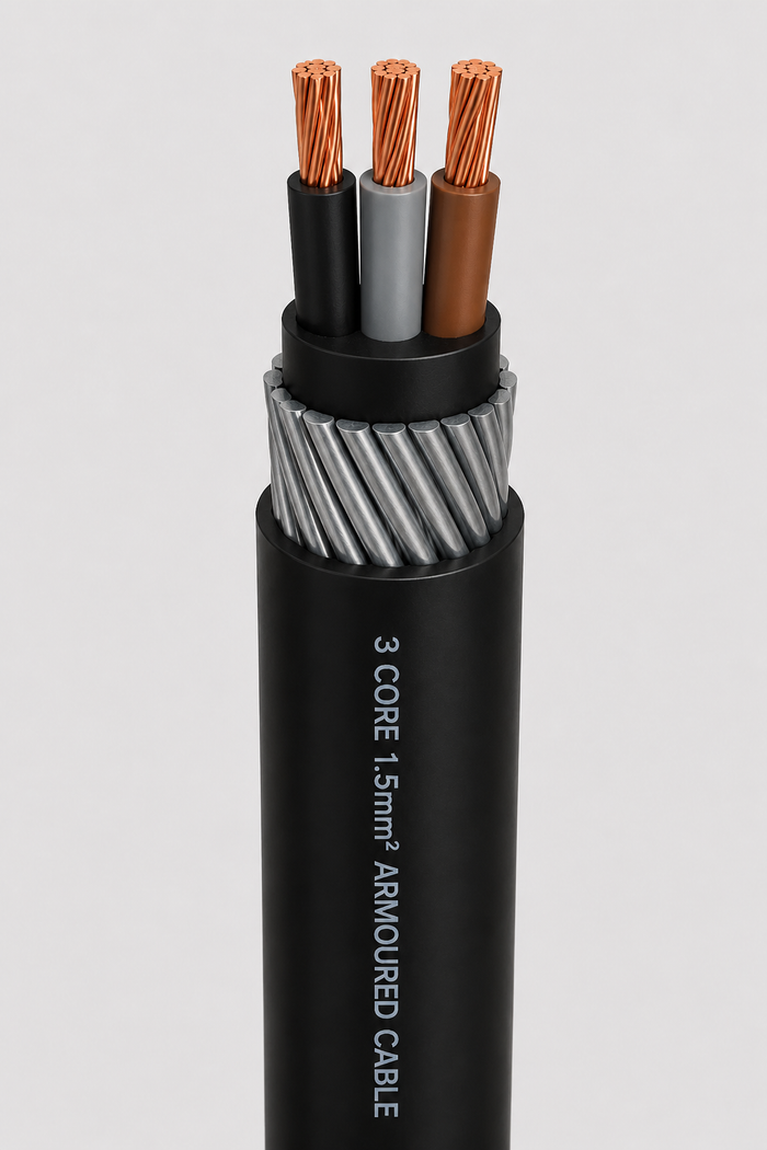 PVC Insulated Armoured Electrical Cable 1.5mm² 3 Core