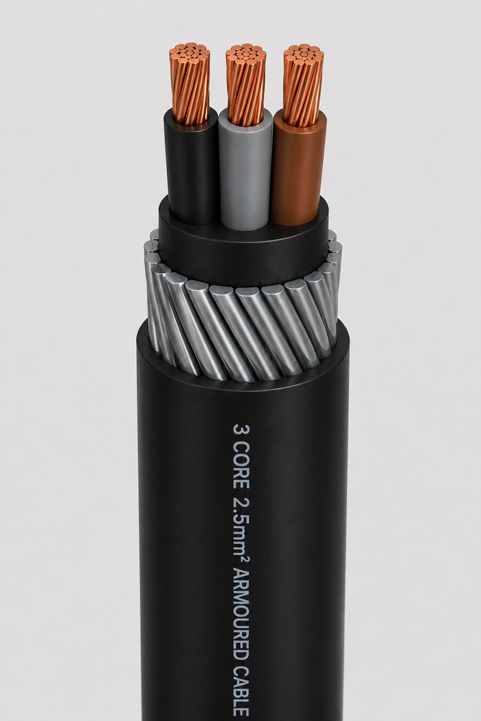PVC Insulated Armoured Electrical Cable 2.5mm² 3 Core (Per Meter)