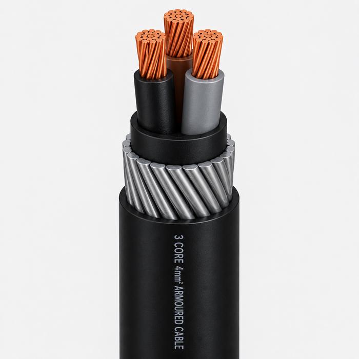 PVC Insulated Armoured Electrical Cable 4mm² 3 Core (Per Meter)