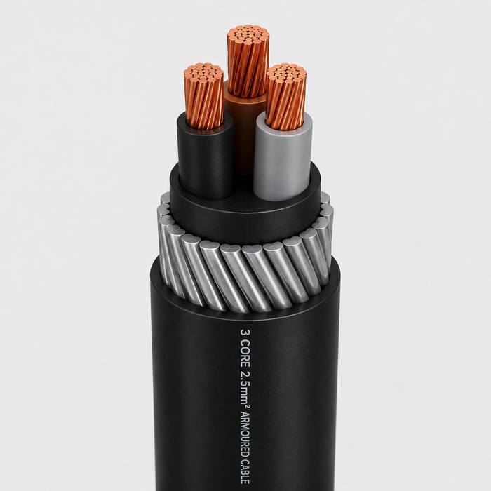 PVC Insulated Armoured Electrical Cable 6mm² 3 Core (Per Meter)