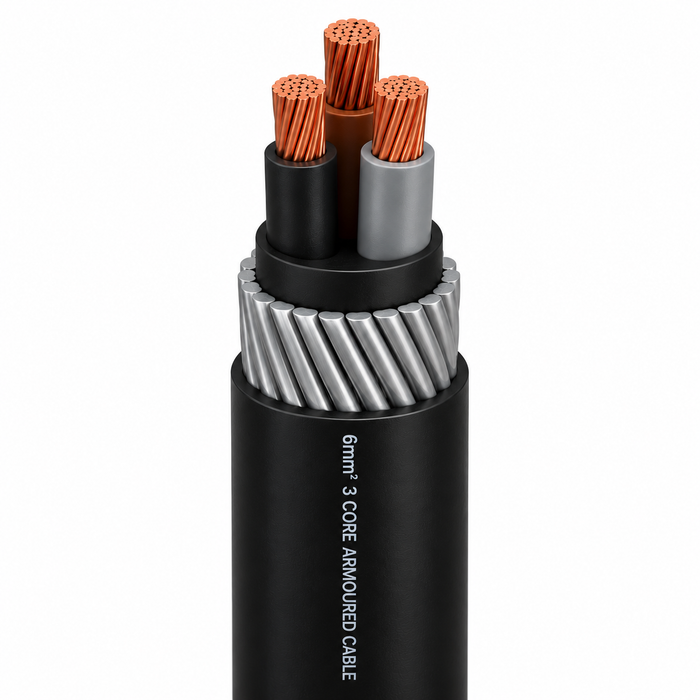 PVC Insulated Armoured Electrical Cable 10mm² 3 Core (Per Meter)