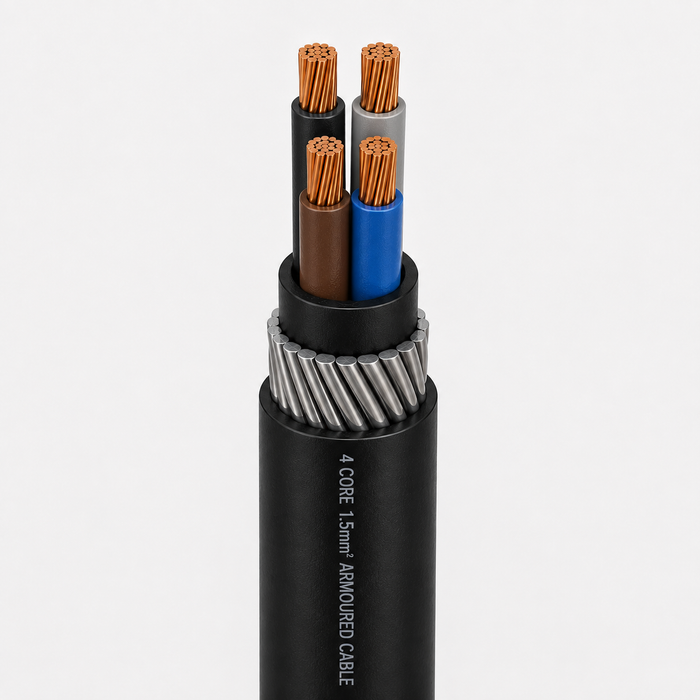 Heavy-Duty Armoured Electrical Cable – 4 Core 1.5mm (Per Meter)