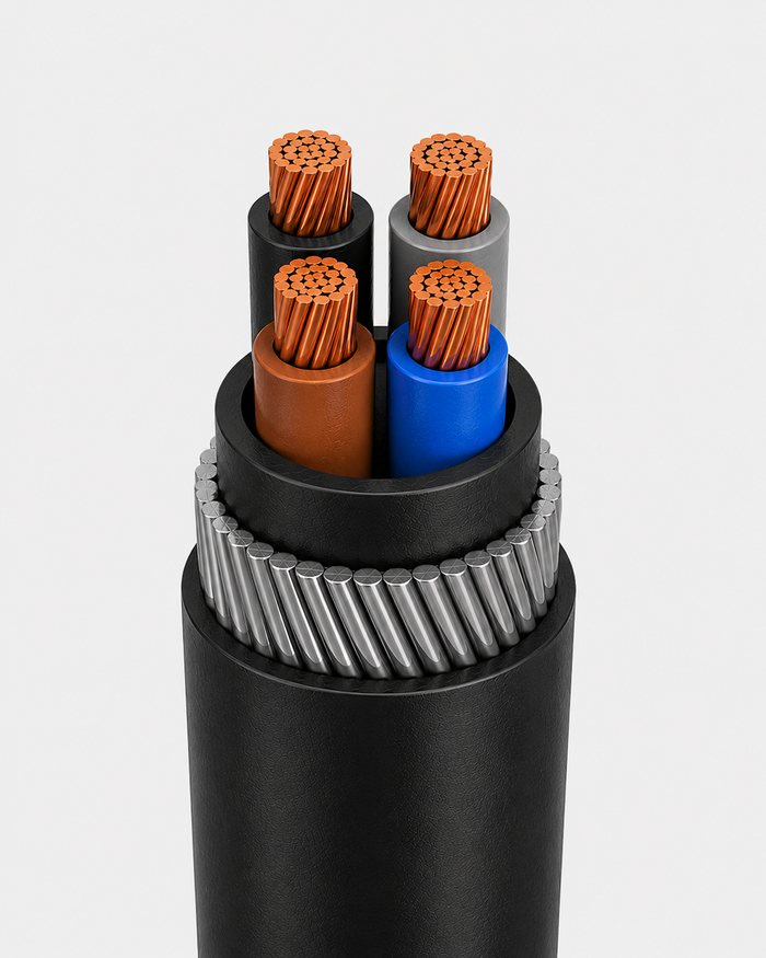 PVC Insulated Armoured Electrical Cable 25mm² 4 Core (Per Meter)