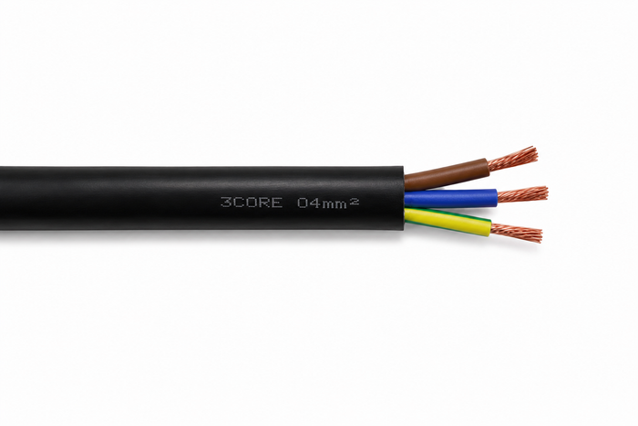 Flexible 3 Core Cable 4mm - Black Meters