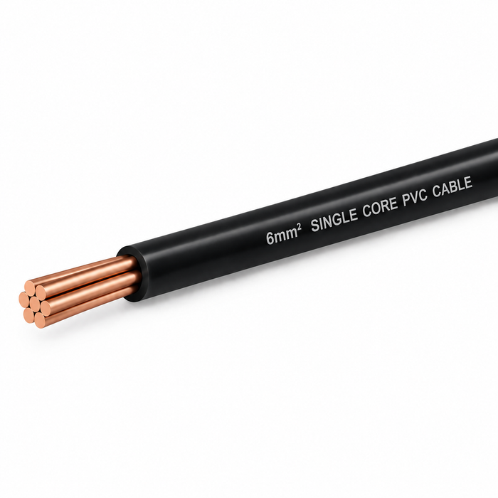 Single Core Electrical Cable Black PVC Insulated 6mm Meters