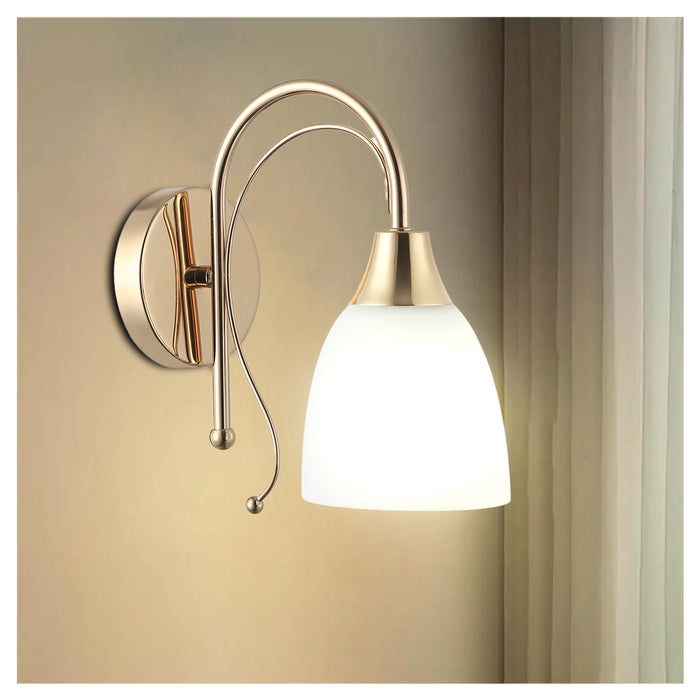 Golden Curve Wall Light with Frosted Glass Shade