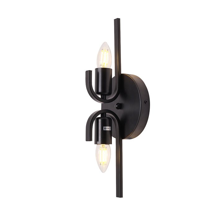 Dual Arm Black Vintage Wall Fixture