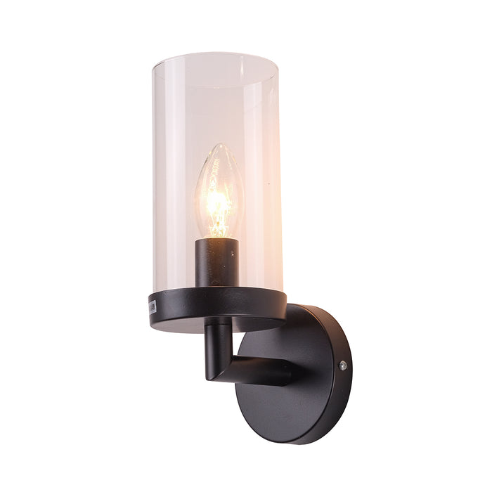 Black Clear Glass Cylinder Wall Fixture