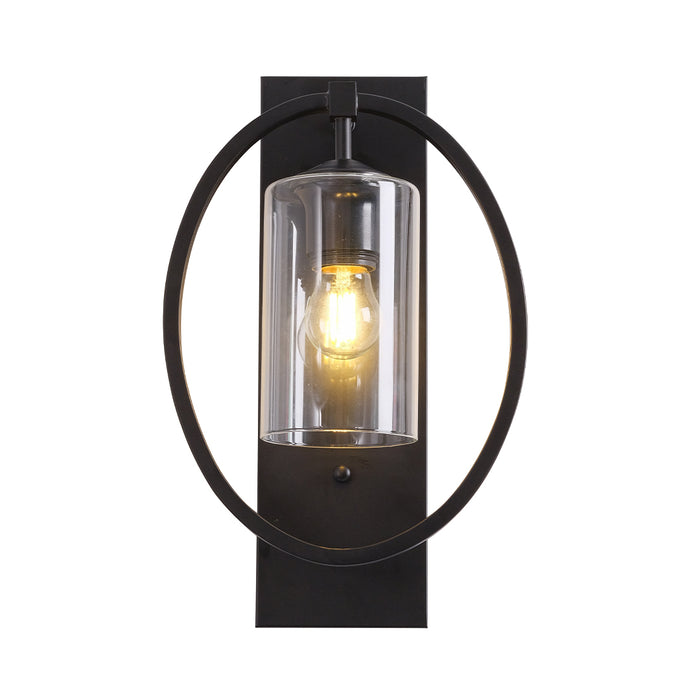Black Cylindrical Glass Wall Fixture