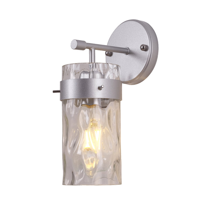 Silver Textured Glass Wall Fixture