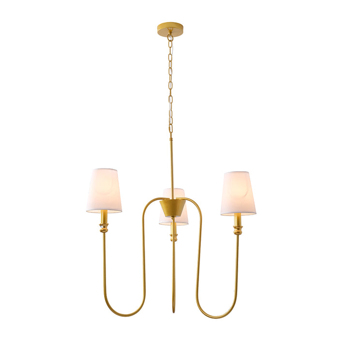 Contemporary Golden chandelier Lamp with Curved Arms – 3XE14