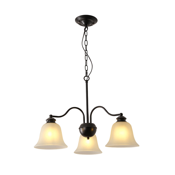 Black Chandelier – 3XE27 with Frosted Glass Shades