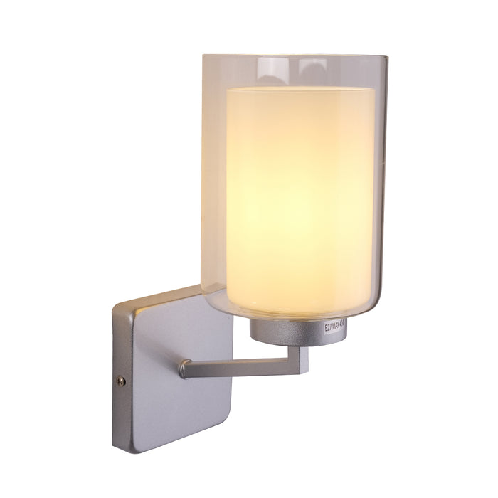 Silver Frosted Cylinder Wall Light – Single Holder