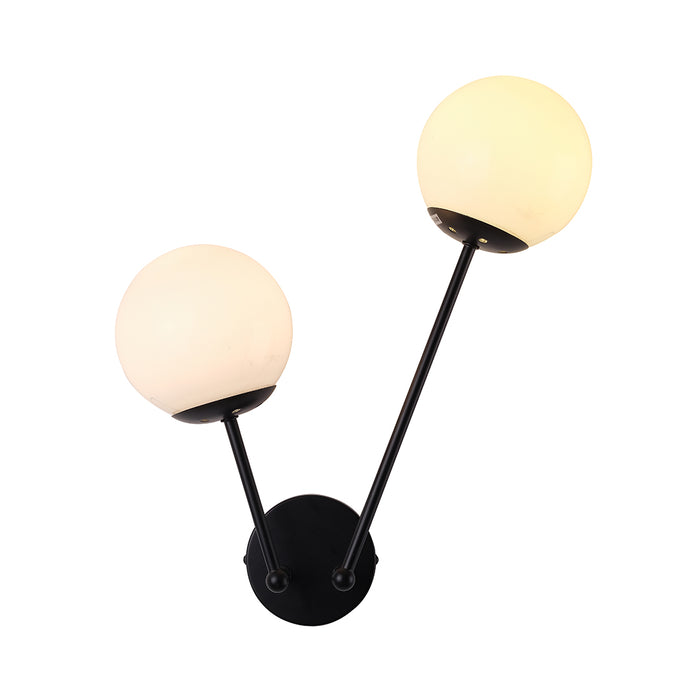 Twin Globe Wall Fixture with Angled Black Arm