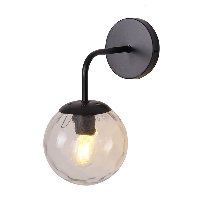 Modern Wall Lamp with Clear Globe – Black Frame, E27 Holder