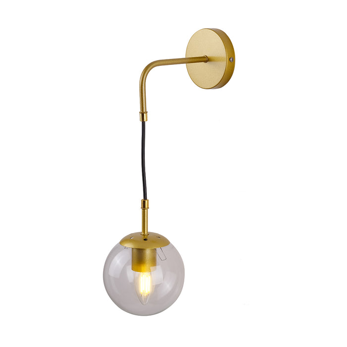 Golden Accent Fixture with Clear Glass & Curved Arm