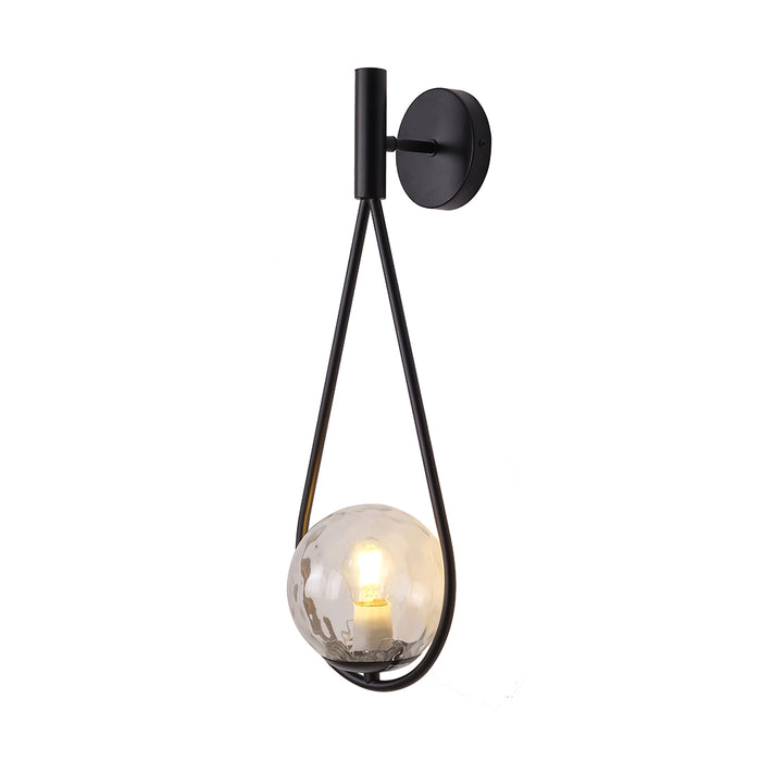 Teardrop Glass Accent Wall Light – Black Finish