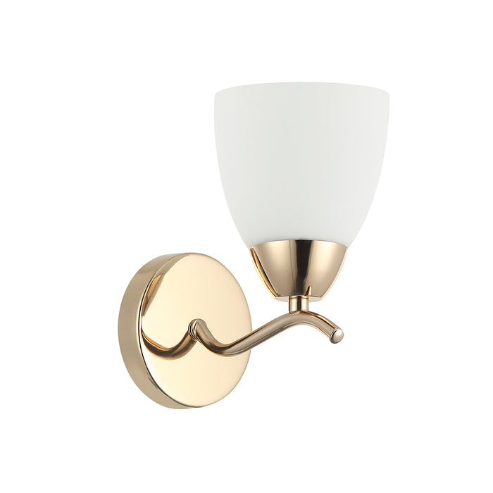 Golden Accent Wall Light with Frosted Glass Shade