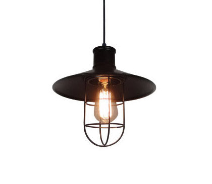 Black Vintage Pendant Cage Light