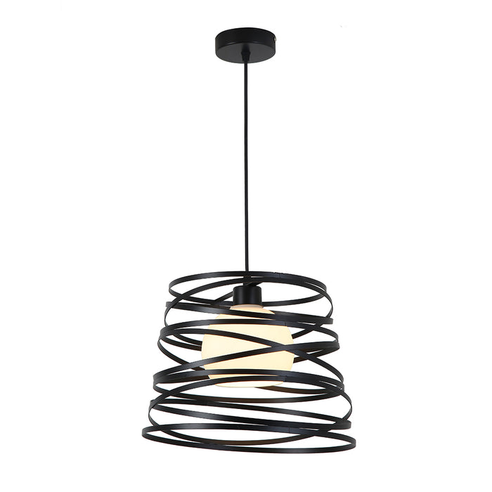 Modern Spiral Pendant Light with Frosted Glass Globe