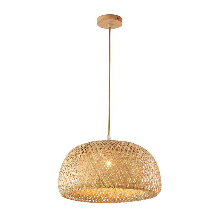 Bamboo Dome Pendant Lamp – Natural Wood Style, E27 Holder
